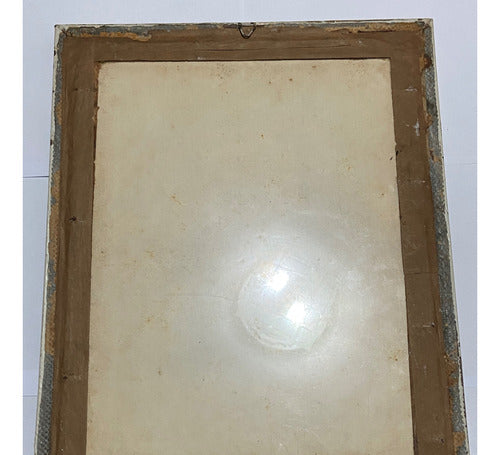 Quadro Antigo Pintura Sobre Seda Igreja Assinado Com Vidro