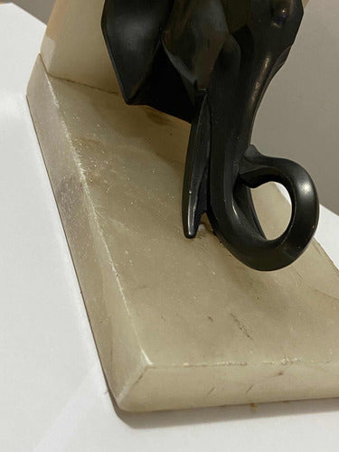 Antigo Aparador De Livros Elefante Em Bronze E Mármore