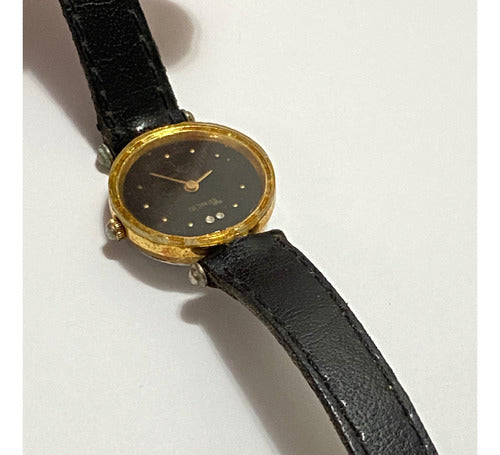 Relógio Antigo Tencio Japan Quartz Dourado E Preto