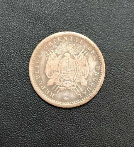 Moeda Antiga 1877 Uruguai 10 Centesimos Prata