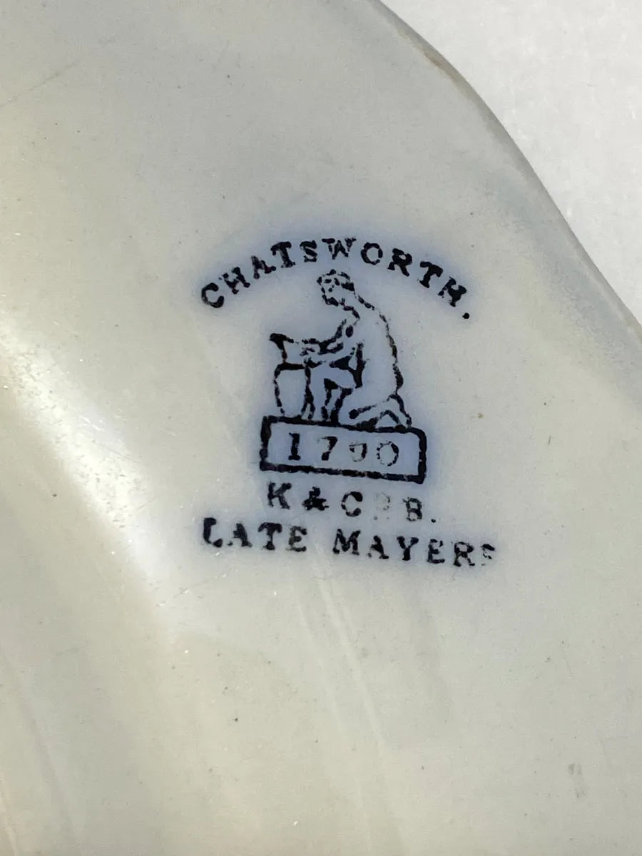 Antigo Prato De Faiança Inglesa Chatsworth K&c Late Mayers Azul