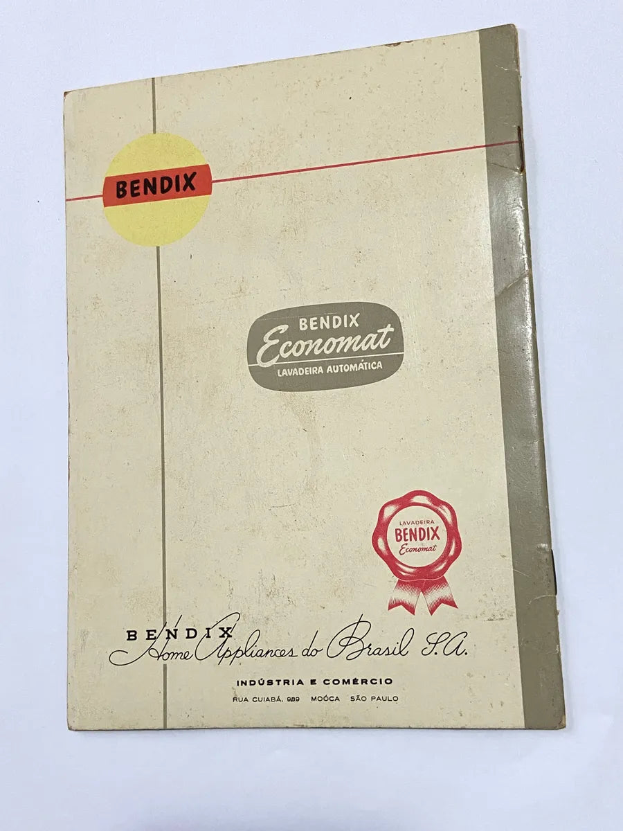 Antigo Manual Bendix Economat Lavadeira Automatica Anos 50