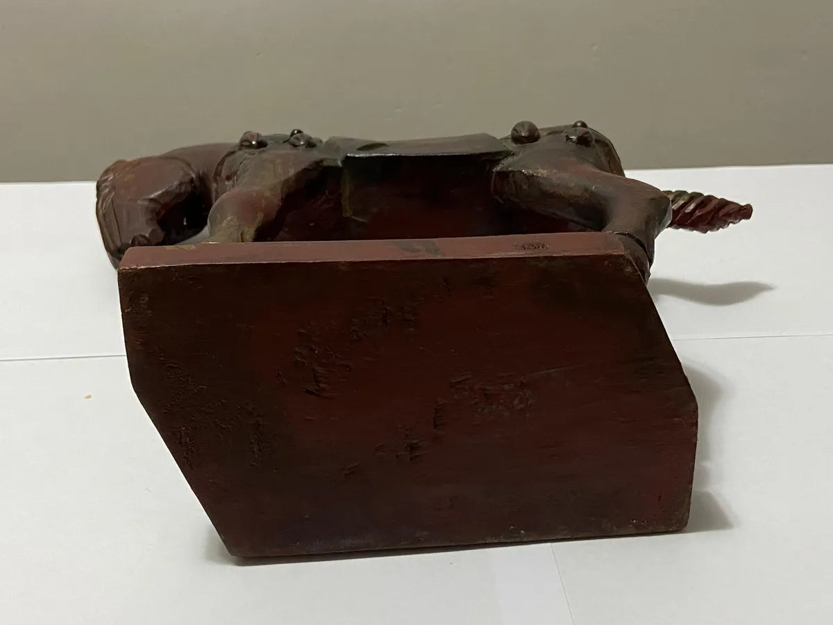 Escultura Cavalo Em Madeira Laqueada Antiga Feito À Mão