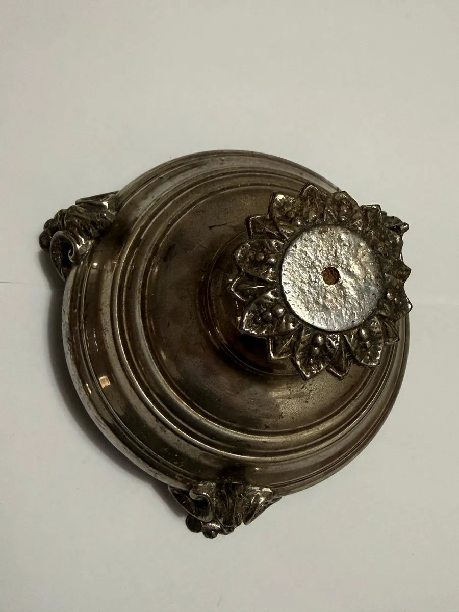 Centro De Mesa Fruteira Antiga Em Metal Prateado 11x14cm