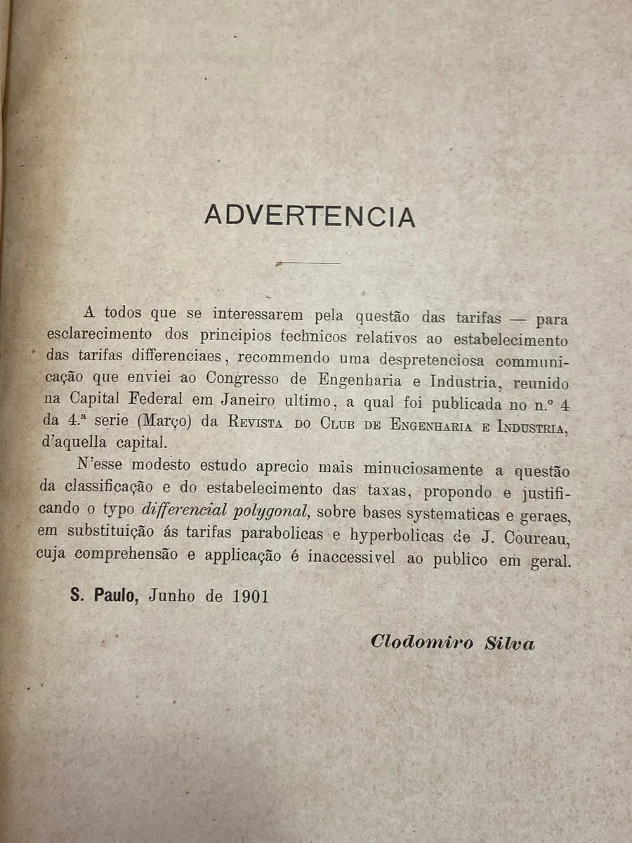 Livro Antigo A Reforma Das Tarifas Ferroviárias Sp 1901 Raro