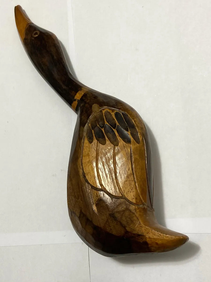 Par De Patos Em Madeira Esculpida À Mão - Antigas Esculturas