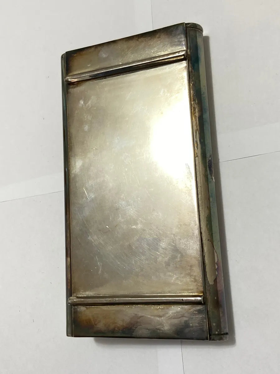 Cigarreira De Mesa / Estojo Antigo Em Metal Prateado 770g