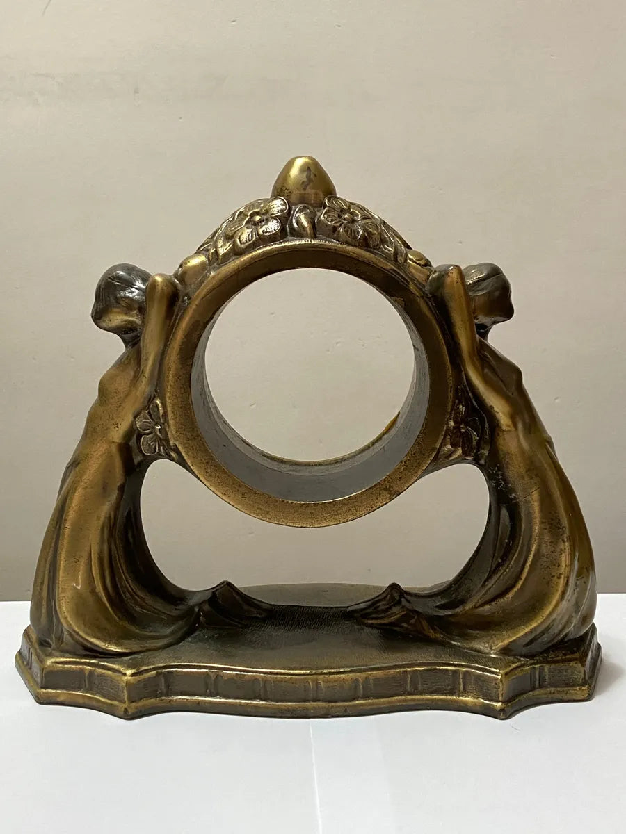 Base Escultura Art Nouveau P/ Relógio De Mesa Antigo Dourado