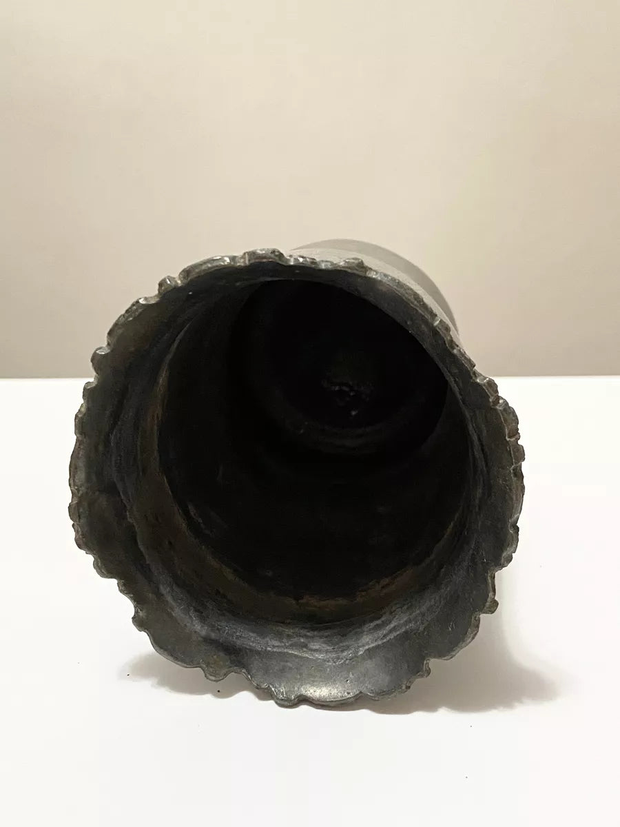 Copo Antigo Metal Estanho Com Detalhes Na Borda Decada De 50