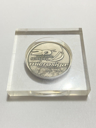 Medalha 20 Anos Microsiga Prata 900 Casa da Moeda 65g