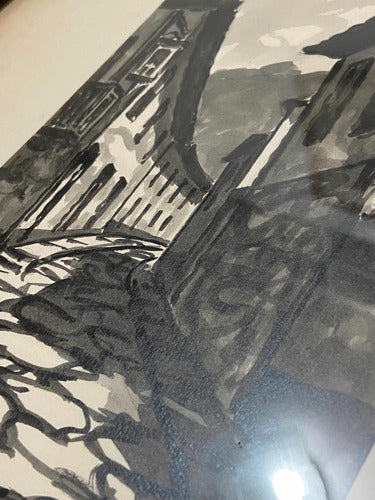 Quadro Nanquim - Rua Do Aleijadinho - Assinado M. Hollender