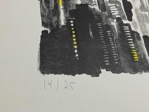 Quadro Gravura Antiga Cidade Prédios Assinada E Numerada