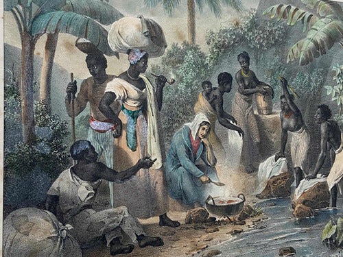 Quadro Litografia Antiga Deroi Rugendas Lavadeiras Rio 1835