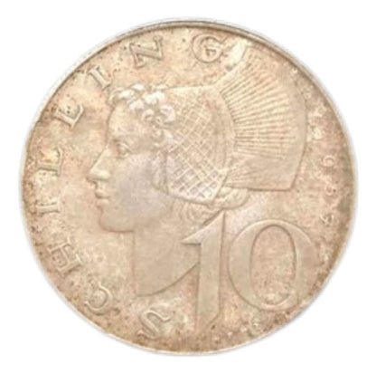 Moeda Antiga Prata Austria 1957 10 Shillings
