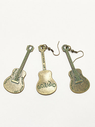 Chaveiro Botom Pin Broche Guitarra Rock Cor Bronze Antigo
