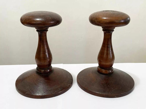 Antigo Suporte De Chapéu Em Madeira Nobre
