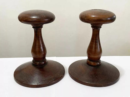 Antigo Suporte De Chapéu Em Madeira Nobre