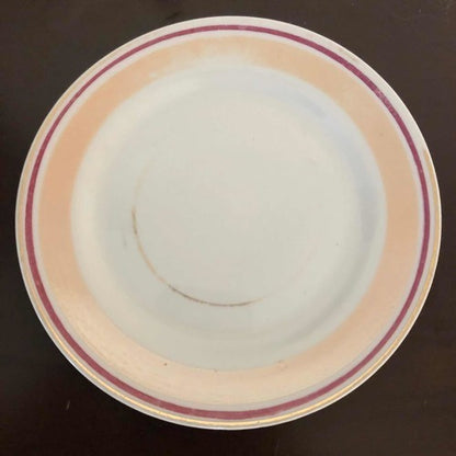 Antigo Prato Porcelana Com Marca Detalhes Rosa