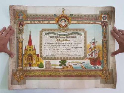 Diploma Antigo Sociedade Portuguesa Beneficente Copag