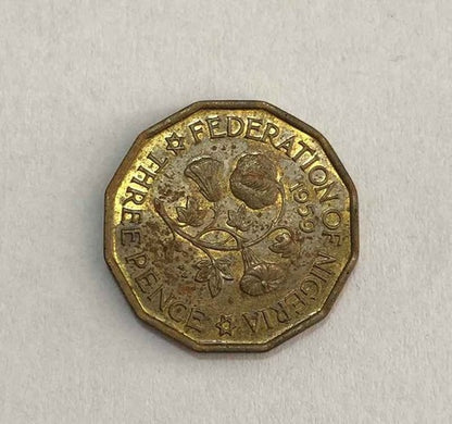 Moeda Antiga 1959 Nigeria 3 Pence