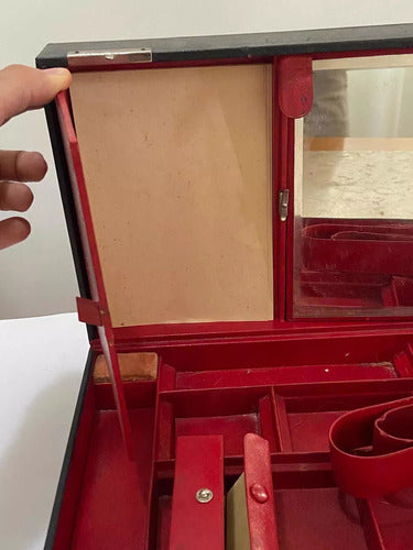 Mala De Mão Maleta Antiga De Acessórios Com Espelho