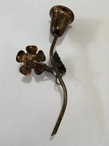 Sino Escultura Flor Rosa Espessurada A Prata Antiga