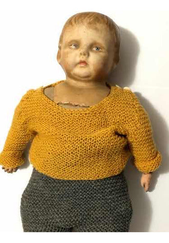 Boneca Antiga De Papelão Feito A Mão Década De 20