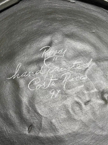 Prato Cerâmica Antiga Florido Pintado A Mão Costa Rica