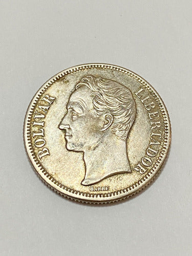 Moeda Antiga De Prata 1945 Venezuela 2 Bolivar