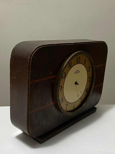 Relógio Antigo De Mesa Marca Madera Caixa Em Madeira Nobre