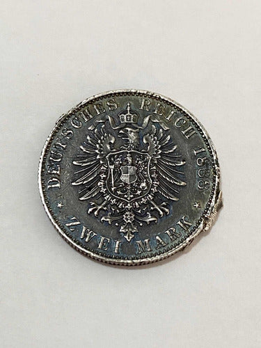 Moeda Antiga De Prata Alemanha 1888 2 Marks Frederick Iii