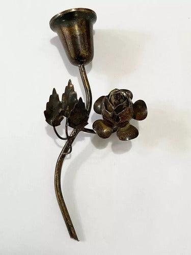 Sino Escultura Flor Rosa Espessurada A Prata Antiga