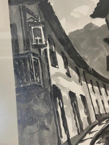 Quadro Nanquim - Rua Do Aleijadinho - Assinado M. Hollender