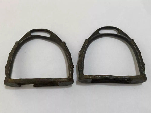 Par Estribo De Bronze Antigo