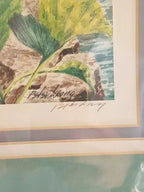 Antigo Quadro De Vidro Folhas E Cachoeira Bassett Fine Arte