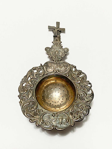 infusor de chá antigo moinho europeu holandês prata c/ marca