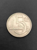 Moeda Antiga 1925 Czechoslovakia 5 Korun