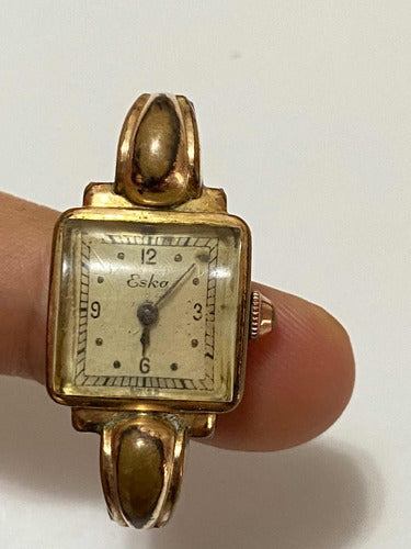 Relógio Antigo Suíço Eska Dourado 20 Microns