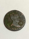 Antiga Moeda 1843 Espanha 8 Maravedis Rainha Isabela Ii