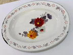 Bandeja Antiga Oval Esmaltada Bumper Harvest Com Flores