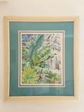 Antigo Quadro De Vidro Folhas E Cachoeira Bassett Fine Arte