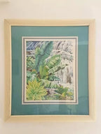 Antigo Quadro De Vidro Folhas E Cachoeira Bassett Fine Arte
