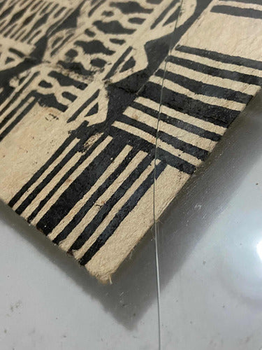 Quadro Antigo Arte Tribal Em Tecido De Casca