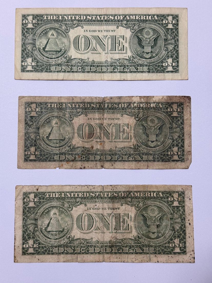 lote 3 cédulas antigas 1 dólar americano eua 1985 1988a 2009