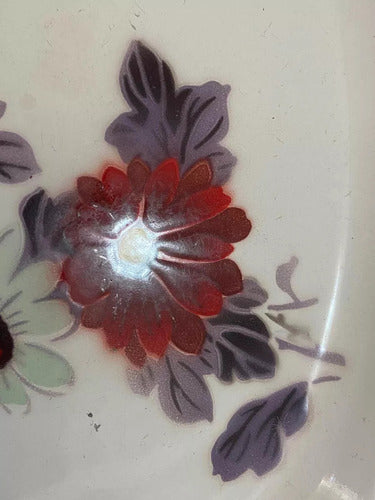 Bandeja Antiga Oval Esmaltada Bumper Harvest Com Flores