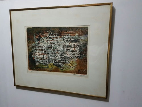 Antigo Quadro Gravura Assinado M Quito - Arte Antiguidade