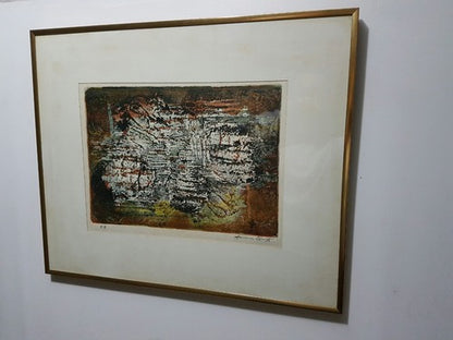 Antigo Quadro Gravura Assinado M Quito - Arte Antiguidade