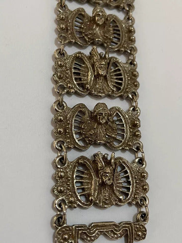 Antiga Pulseira Bracelete Cor Prata Desenho Deusa Guerreira