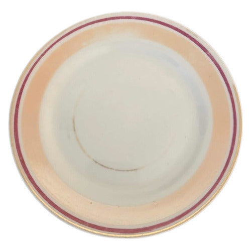 Antigo Prato Porcelana Com Marca Detalhes Rosa