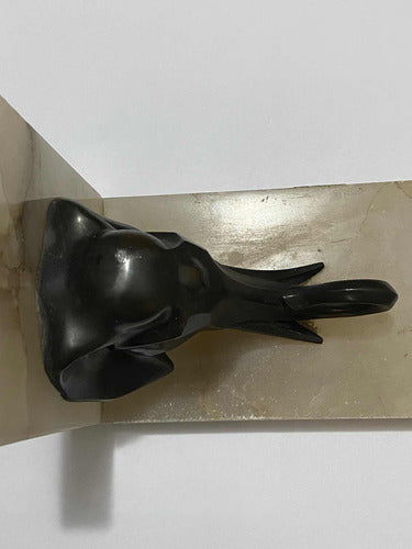 Antigo Aparador De Livros Elefante Em Bronze E Mármore